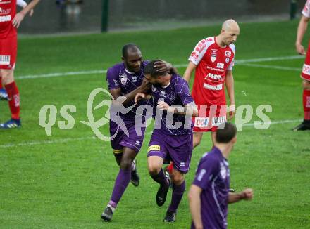 Fussball. 2. Liga. âSK Austria Klagenfurt gegen SK Vorwaerts Steyr.  Torjubel Ousseini Nji Mfifen Mounpain, Kosmas Gkezos (Klagenfurt). Klagenfurt, 29.5.2019.
Foto: Kuess
---
pressefotos, pressefotografie, kuess, qs, qspictures, sport, bild, bilder, bilddatenbank