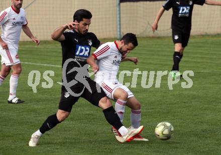 Fussball Kaerntner Liga. Bleiburg gegen St. Jakob im Rosental. Senad Jahic,  (Bleiburg), Marco Koller (St. Jakob). Bleiburg, am 25.5.2019.
Foto: Kuess
---
pressefotos, pressefotografie, kuess, qs, qspictures, sport, bild, bilder, bilddatenbank
