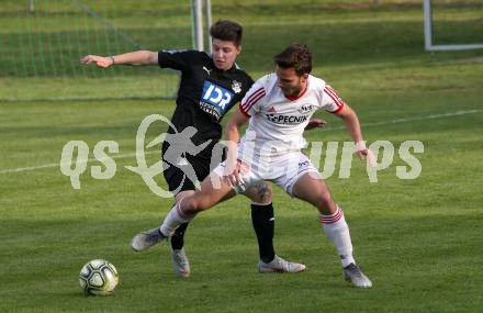 Fussball Kaerntner Liga. Bleiburg gegen St. Jakob im Rosental. Christopher Anton Lobnig, (Bleiburg),   Christoph Omann (St. Jakob). Bleiburg, am 25.5.2019.
Foto: Kuess
---
pressefotos, pressefotografie, kuess, qs, qspictures, sport, bild, bilder, bilddatenbank