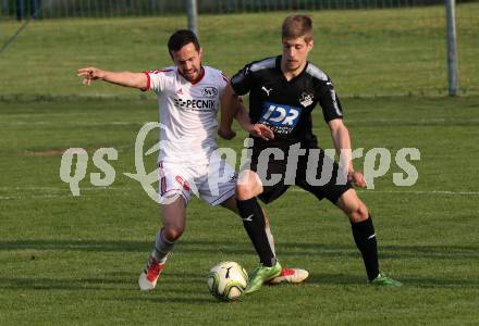 Fussball Kaerntner Liga. Bleiburg gegen St. Jakob im Rosental. Mathias Huber, (Bleiburg),  Marco Koller (St. Jakob). Bleiburg, am 25.5.2019.
Foto: Kuess
---
pressefotos, pressefotografie, kuess, qs, qspictures, sport, bild, bilder, bilddatenbank