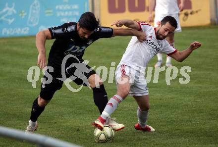 Fussball Kaerntner Liga. Bleiburg gegen St. Jakob im Rosental. Senad Jahic,  (Bleiburg), Marco Koller (St. Jakob). Bleiburg, am 25.5.2019.
Foto: Kuess
---
pressefotos, pressefotografie, kuess, qs, qspictures, sport, bild, bilder, bilddatenbank
