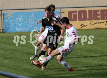 Fussball Kaerntner Liga. Bleiburg gegen St. Jakob im Rosental.  Raphael Lukas Kulterer,  (Bleiburg), Marco Koller (St. Jakob). Bleiburg, am 25.5.2019.
Foto: Kuess
---
pressefotos, pressefotografie, kuess, qs, qspictures, sport, bild, bilder, bilddatenbank
