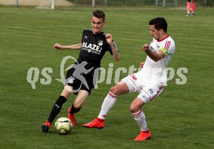 Fussball Kaerntner Liga. Bleiburg gegen St. Jakob im Rosental. Mathias Robert Knauder, (Bleiburg), Manuel Alexander Schuettelkopf (St. Jakob). Bleiburg, am 25.5.2019.
Foto: Kuess
---
pressefotos, pressefotografie, kuess, qs, qspictures, sport, bild, bilder, bilddatenbank