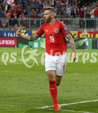 Fussball Laenderspiel. Europameisterschaft Qualifikation. Oesterreich gegen Slowenien. Torjubel Guido Burgstaller (Oesterreich). Klagenfurt, am 7.6.2019.
Foto: Kuess
---
pressefotos, pressefotografie, kuess, qs, qspictures, sport, bild, bilder, bilddatenbank
