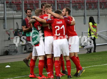 Fussball Laenderspiel. Europameisterschaft Qualifikation. Oesterreich gegen Slowenien. Torjubel Guido Burgstaller (Oesterreich). Klagenfurt, am 7.6.2019.
Foto: Kuess
---
pressefotos, pressefotografie, kuess, qs, qspictures, sport, bild, bilder, bilddatenbank