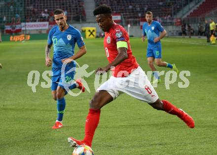 Fussball Laenderspiel. Europameisterschaft Qualifikation. Oesterreich gegen Slowenien. David Alaba,  (Oesterreich), Petar Stojanovic (Slowenien). Klagenfurt, am 7.6.2019.
Foto: Kuess
---
pressefotos, pressefotografie, kuess, qs, qspictures, sport, bild, bilder, bilddatenbank
