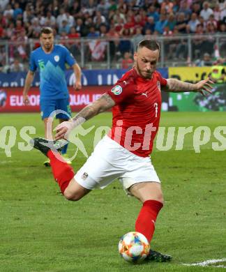 Fussball Laenderspiel. Europameisterschaft Qualifikation. Oesterreich gegen Slowenien.  Marko Arnautovic (Oesterreich). Klagenfurt, am 7.6.2019.
Foto: Kuess
---
pressefotos, pressefotografie, kuess, qs, qspictures, sport, bild, bilder, bilddatenbank