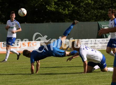 Fussball Kaerntner Liga. Treibach gegen Matrei. Jonas Warmuth,  (Treibach),  Benedikt Wibmer (Matrei). Treibach, am 8.6.2019.
Foto: Kuess
---
pressefotos, pressefotografie, kuess, qs, qspictures, sport, bild, bilder, bilddatenbank