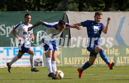 Fussball Kaerntner Liga. Treibach gegen Matrei. Kevin Vaschauner, (Treibach), Daniel Kofler   (Matrei). Treibach, am 8.6.2019.
Foto: Kuess
---
pressefotos, pressefotografie, kuess, qs, qspictures, sport, bild, bilder, bilddatenbank