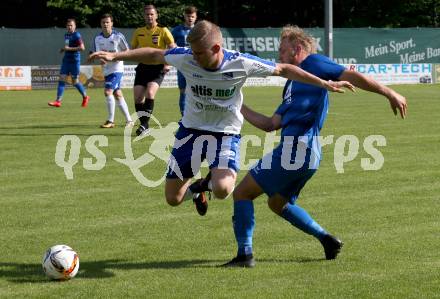 Fussball Kaerntner Liga. Treibach gegen Matrei.  Jonas Warmuth,  (Treibach), Christoph Jestl (Matrei). Treibach, am 8.6.2019.
Foto: Kuess
---
pressefotos, pressefotografie, kuess, qs, qspictures, sport, bild, bilder, bilddatenbank