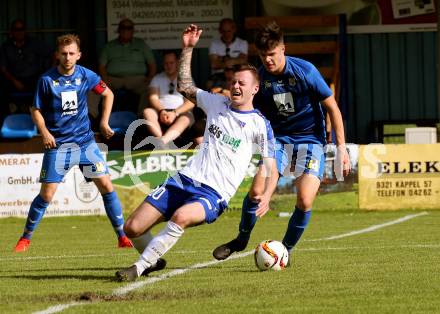 Fussball Kaerntner Liga. Treibach gegen Matrei. Kevin Vaschauner, (Treibach), Manuel Hanser  (Matrei). Treibach, am 8.6.2019.
Foto: Kuess
---
pressefotos, pressefotografie, kuess, qs, qspictures, sport, bild, bilder, bilddatenbank