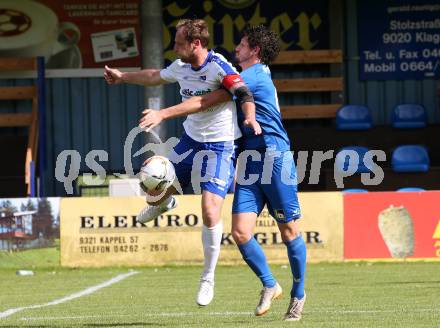 Fussball Kaerntner Liga. Treibach gegen Matrei.  Arno Paul Kozelsky, (Treibach), Dominik Hanser  (Matrei). Treibach, am 8.6.2019.
Foto: Kuess
---
pressefotos, pressefotografie, kuess, qs, qspictures, sport, bild, bilder, bilddatenbank
