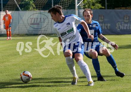 Fussball Kaerntner Liga. Treibach gegen Matrei. Fabian Christian Gangl, (Treibach), Kevin Koeffler  (Matrei). Treibach, am 8.6.2019.
Foto: Kuess
---
pressefotos, pressefotografie, kuess, qs, qspictures, sport, bild, bilder, bilddatenbank