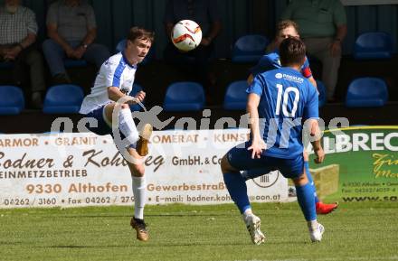 Fussball Kaerntner Liga. Treibach gegen Matrei.  David Armin Hude, (Treibach), Jonathan Panzl (Matrei). Treibach, am 8.6.2019.
Foto: Kuess
---
pressefotos, pressefotografie, kuess, qs, qspictures, sport, bild, bilder, bilddatenbank