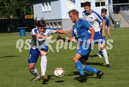 Fussball Kaerntner Liga. Treibach gegen Matrei.  Fabian Christian Gangl, (Treibach),  Christoph Jestl  (Matrei). Treibach, am 8.6.2019.
Foto: Kuess
---
pressefotos, pressefotografie, kuess, qs, qspictures, sport, bild, bilder, bilddatenbank