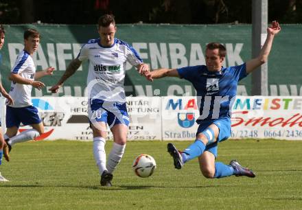 Fussball Kaerntner Liga. Treibach gegen Matrei.  Kevin Vaschauner,  (Treibach), Martin Holzer (Matrei). Treibach, am 8.6.2019.
Foto: Kuess
---
pressefotos, pressefotografie, kuess, qs, qspictures, sport, bild, bilder, bilddatenbank