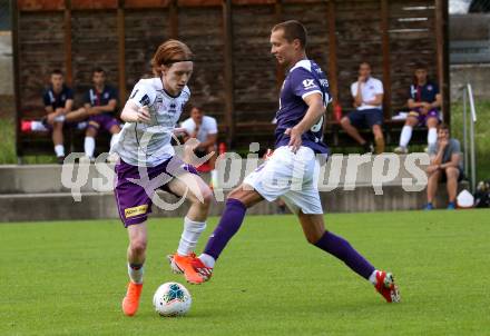 Fussball Testspiel. SK Austria Klagenfurt gegen Lokomotiv Moscow. Ante Soloman,  (Austria Klagenfurt), Nikita Dorofeev (Moskau). Bad Kleinkirchheim, am 24.6.2019.
Foto: Kuess
---
pressefotos, pressefotografie, kuess, qs, qspictures, sport, bild, bilder, bilddatenbank