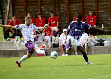 Fussball Testspiel. SK Austria Klagenfurt gegen Lokomotiv Moscow. Markus Rusek,  (Austria Klagenfurt), Eder (Moskau). Bad Kleinkirchheim, am 24.6.2019.
Foto: Kuess
---
pressefotos, pressefotografie, kuess, qs, qspictures, sport, bild, bilder, bilddatenbank