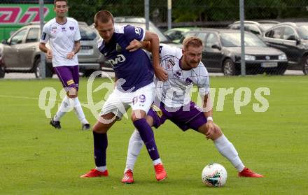 Fussball Testspiel. SK Austria Klagenfurt gegen Lokomotiv Moscow. Markus Rusek, (Austria Klagenfurt),  Nikita Dorofeev (Moskau). Bad Kleinkirchheim, am 24.6.2019.
Foto: Kuess
---
pressefotos, pressefotografie, kuess, qs, qspictures, sport, bild, bilder, bilddatenbank