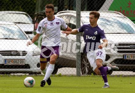 Fussball Testspiel. SK Austria Klagenfurt gegen Lokomotiv Moscow. Makis Gkezos, (Austria Klagenfurt), Roman Tugarev  (Moskau). Bad Kleinkirchheim, am 24.6.2019.
Foto: Kuess
---
pressefotos, pressefotografie, kuess, qs, qspictures, sport, bild, bilder, bilddatenbank