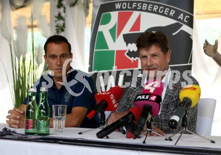 Fussball Bundesliga. Pressekonferenz RZ Pellets WAC.   Michael Liendl, Praesident Dietmar Riegler. Wolfsberg, am 18.6.2019.
Foto: Kuess
---
pressefotos, pressefotografie, kuess, qs, qspictures, sport, bild, bilder, bilddatenbank