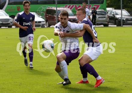 Fussball Testspiel. SK Austria Klagenfurt gegen Lokomotiv Moscow. Petar Zubak, (Austria Klagenfurt),  Mikhail Lysov  (Moskau). Bad Kleinkirchheim, am 24.6.2019.
Foto: Kuess
---
pressefotos, pressefotografie, kuess, qs, qspictures, sport, bild, bilder, bilddatenbank