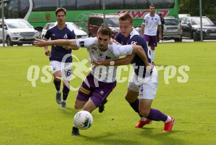 Fussball Testspiel. SK Austria Klagenfurt gegen Lokomotiv Moscow. Petar Zubak, (Austria Klagenfurt),  Mikhail Lysov  (Moskau). Bad Kleinkirchheim, am 24.6.2019.
Foto: Kuess
---
pressefotos, pressefotografie, kuess, qs, qspictures, sport, bild, bilder, bilddatenbank