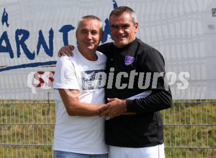 Fussball 2. Liga. Eroeffnungsfeier SK Austria Klagenfurt.   Peter Pacult, Robert Micheu. Klagenfurt, am 13.7.2019.
Foto: Kuess
---
pressefotos, pressefotografie, kuess, qs, qspictures, sport, bild, bilder, bilddatenbank