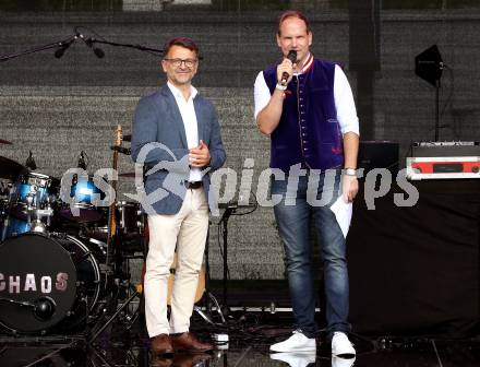 Fussball 2. Liga. Eroeffnungsfeier SK Austria Klagenfurt.   Ivica Peric, Christian Rosenzopf. Klagenfurt, am 13.7.2019.
Foto: Kuess
---
pressefotos, pressefotografie, kuess, qs, qspictures, sport, bild, bilder, bilddatenbank