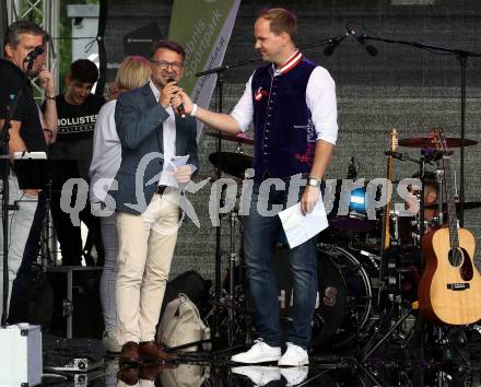 Fussball 2. Liga. Eroeffnungsfeier SK Austria Klagenfurt.   Ivica Peric, Christian Rosenzopf. Klagenfurt, am 13.7.2019.
Foto: Kuess
---
pressefotos, pressefotografie, kuess, qs, qspictures, sport, bild, bilder, bilddatenbank