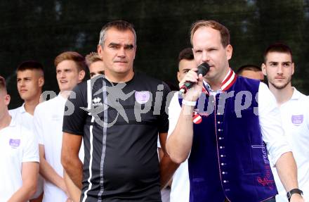 Fussball 2. Liga. Eroeffnungsfeier SK Austria Klagenfurt.   Trainer Robert Micheu, Christian Rosenzopf. Klagenfurt, am 13.7.2019.
Foto: Kuess
---
pressefotos, pressefotografie, kuess, qs, qspictures, sport, bild, bilder, bilddatenbank