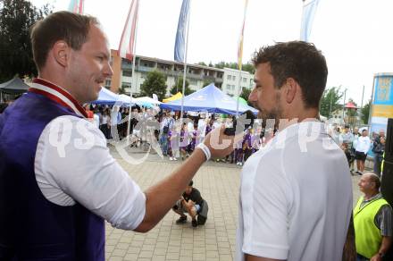 Fussball 2. Liga. Eroeffnungsfeier SK Austria Klagenfurt.   Christian Rosenzopf, Philipp Huetter. Klagenfurt, am 13.7.2019.
Foto: Kuess
---
pressefotos, pressefotografie, kuess, qs, qspictures, sport, bild, bilder, bilddatenbank