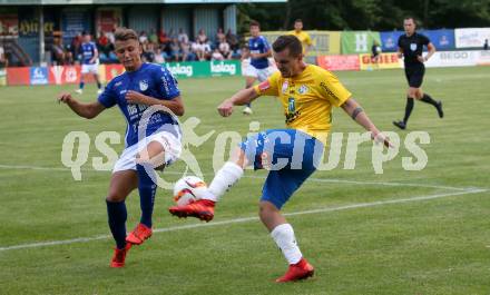 Fussball Uniqa OEFB Cup. Treibach gegen WSG Swarowski Tirol. Daniel Billy Kreuzer, (Treibach), Kevin Nitzlnader  (Tirol). Treibach, am 19.7.2019.
Foto: Kuess
www.qspictures.net
---
pressefotos, pressefotografie, kuess, qs, qspictures, sport, bild, bilder, bilddatenbank