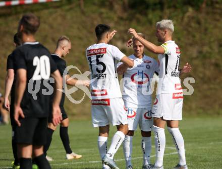 Fussball. OEFB Cup. Koettmannsdorf gegen FK Austria Wien. Torjubel Dominik Prokop, Alexander Gruenwald,  Tarkan Serbest  (Austria Wien). Koettmannsdorf, 20.7.2019.
Foto: Kuess
www.qspictures.net
---
pressefotos, pressefotografie, kuess, qs, qspictures, sport, bild, bilder, bilddatenbank