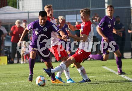 Fussball. 2. Liga. âSK Austria Klagenfurt gegen FC Liefering. Darijo Pecirep,  (Klagenfurt), David Affengruber (Liefering). Klagenfurt, 4.8.2019.
Foto: Kuess
www.qspictures.net
---
pressefotos, pressefotografie, kuess, qs, qspictures, sport, bild, bilder, bilddatenbank
