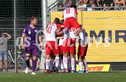 Fussball. 2. Liga. âSK Austria Klagenfurt gegen FC Liefering.  Torjubel (Liefering). Klagenfurt, 4.8.2019.
Foto: Kuess
www.qspictures.net
---
pressefotos, pressefotografie, kuess, qs, qspictures, sport, bild, bilder, bilddatenbank