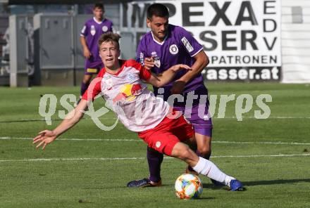 Fussball. 2. Liga. âSK Austria Klagenfurt gegen FC Liefering.  Darijo Pecirep,  (Klagenfurt), David Affengruber (Liefering). Klagenfurt, 4.8.2019.
Foto: Kuess
www.qspictures.net
---
pressefotos, pressefotografie, kuess, qs, qspictures, sport, bild, bilder, bilddatenbank