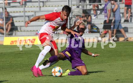 Fussball. 2. Liga. âSK Austria Klagenfurt gegen FC Liefering. Daniel Steinwender, (Klagenfurt), Amar Dedic  (Liefering). Klagenfurt, 4.8.2019.
Foto: Kuess
www.qspictures.net
---
pressefotos, pressefotografie, kuess, qs, qspictures, sport, bild, bilder, bilddatenbank