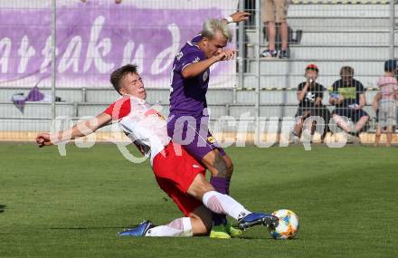 Fussball. 2. Liga. âSK Austria Klagenfurt gegen FC Liefering. Daniel Steinwender,  (Klagenfurt), David Affengruber (Liefering). Klagenfurt, 4.8.2019.
Foto: Kuess
www.qspictures.net
---
pressefotos, pressefotografie, kuess, qs, qspictures, sport, bild, bilder, bilddatenbank