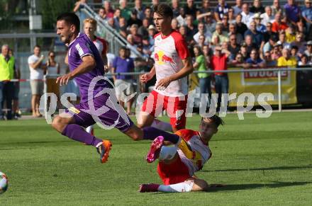 Fussball. 2. Liga. âSK Austria Klagenfurt gegen FC Liefering. Darijo Pecirep,  (Klagenfurt), Amar Dedic (Liefering). Klagenfurt, 4.8.2019.
Foto: Kuess
www.qspictures.net
---
pressefotos, pressefotografie, kuess, qs, qspictures, sport, bild, bilder, bilddatenbank