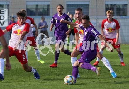 Fussball. 2. Liga. âSK Austria Klagenfurt gegen FC Liefering. Oliver Markoutz,  (Klagenfurt), Nikola Stosic, Alois Oroz (Liefering). Klagenfurt, 4.8.2019.
Foto: Kuess
www.qspictures.net
---
pressefotos, pressefotografie, kuess, qs, qspictures, sport, bild, bilder, bilddatenbank