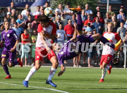 Fussball. 2. Liga. âSK Austria Klagenfurt gegen FC Liefering. Darijo Pecirep,  (Klagenfurt), Alois Oroz (Liefering). Klagenfurt, 4.8.2019.
Foto: Kuess
www.qspictures.net
---
pressefotos, pressefotografie, kuess, qs, qspictures, sport, bild, bilder, bilddatenbank