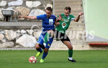 Fussball Unterliga West. Seeboden gegen Matrei.  Anton Peric, (Seeboden),  Oliver Josef Steiner  (Matrei). Seeboden, am 3.8.2019.
Foto: Kuess
www.qspictures.net
---
pressefotos, pressefotografie, kuess, qs, qspictures, sport, bild, bilder, bilddatenbank