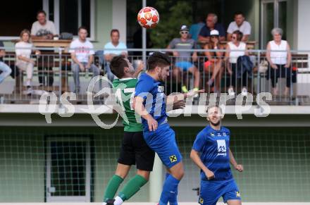 Fussball Unterliga West. Seeboden gegen Matrei. Anton Peric, (Seeboden),  Jonathan Panzl  (Matrei). Seeboden, am 3.8.2019.
Foto: Kuess
www.qspictures.net
---
pressefotos, pressefotografie, kuess, qs, qspictures, sport, bild, bilder, bilddatenbank