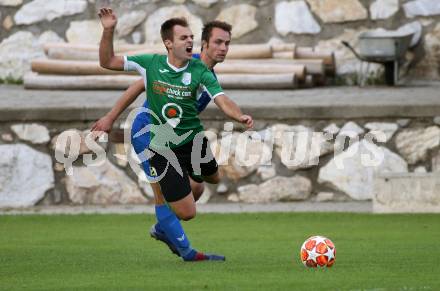 Fussball Unterliga West. Seeboden gegen Matrei. Anton Peric, (Seeboden),  Martin Holzer  (Matrei). Seeboden, am 3.8.2019.
Foto: Kuess
www.qspictures.net
---
pressefotos, pressefotografie, kuess, qs, qspictures, sport, bild, bilder, bilddatenbank