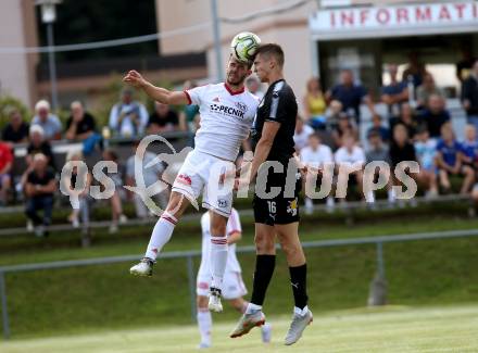 Fussball. Kaerntner Liga. Bleiburg gegen St. Jakob/Ros.  Alen Hrovat (Bleiburg), Wolfgang Michael Sereinig  (St. Jakob). Bleiburg, 3.8.2019.
Foto: Kuess
www.qspictures.net
---
pressefotos, pressefotografie, kuess, qs, qspictures, sport, bild, bilder, bilddatenbank