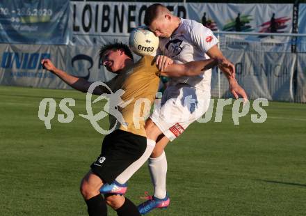 Fussball Kaerntner Liga. SAK gegen Koettmannsdorf. Zan Palcic, (SAK),  Philipp Gatti (Koettmannsdorf). Klagenfurt, am 9.8.2019.
Foto: Kuess
www.qspictures.net
---
pressefotos, pressefotografie, kuess, qs, qspictures, sport, bild, bilder, bilddatenbank