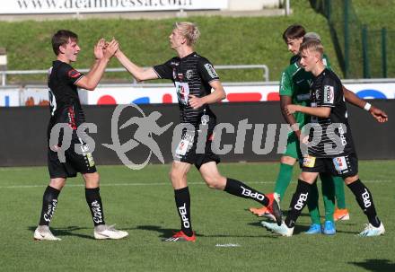 Fussball Regionalliga. RZ Pellets WAC Amateure gegen Wels FC.  Torjubel Rene Radl, Raphael Schifferl (WAC). Wolfsberg, am 10.8.2019.
Foto: Kuess
www.qspictures.net
---
pressefotos, pressefotografie, kuess, qs, qspictures, sport, bild, bilder, bilddatenbank