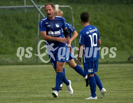 Fussball Kaerntner Liga. Maria Saal gegen Treibach. Torjubel Arno Paul Kozelsky  (Treibach). Maria Saal, am 10.8.2019.
Foto: Kuess
www.qspictures.net
---
pressefotos, pressefotografie, kuess, qs, qspictures, sport, bild, bilder, bilddatenbank