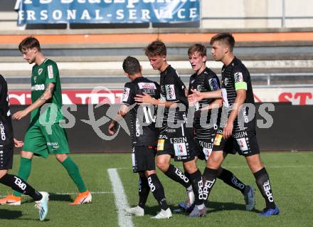 Fussball Regionalliga. RZ Pellets WAC Amateure gegen Wels FC. Torjubel Rene Radl, Matej Grgic  (WAC). Wolfsberg, am 10.8.2019.
Foto: Kuess
www.qspictures.net
---
pressefotos, pressefotografie, kuess, qs, qspictures, sport, bild, bilder, bilddatenbank